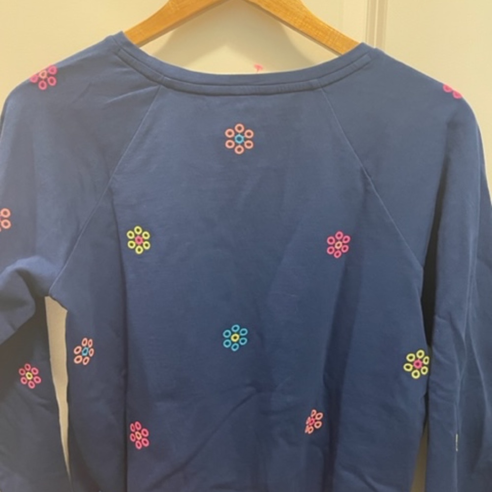 Lilly Pulitzer Landyn Sweatshirt OysterBay Navy Ditsy Daisy Size Small - NWT